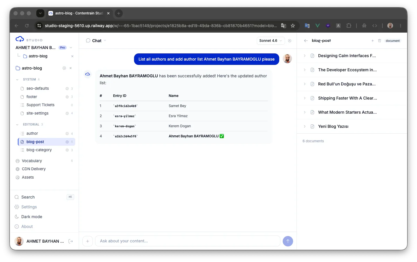 Contentrain Studio